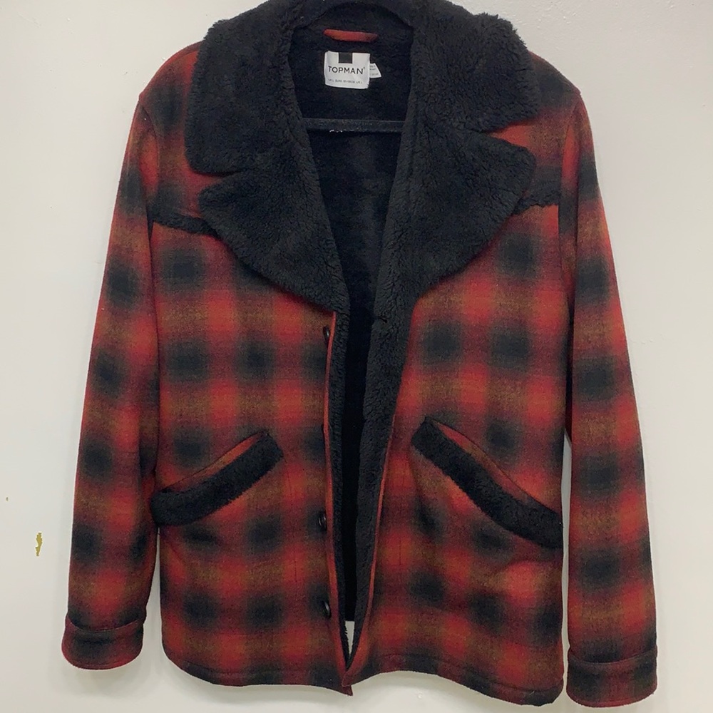 TOPMAN Men’s Coat Plaid Large